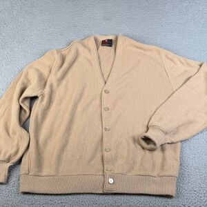 VINTAGE ARNOLD PALMER Cardigan Sweater Mens XL Beige Ribbed Button Grandpa